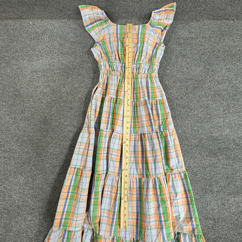 Kate Spade New York Dress Womens XS Blue Multicolor Plaid Flutter Maxi Sundress - Picture 13 of 15